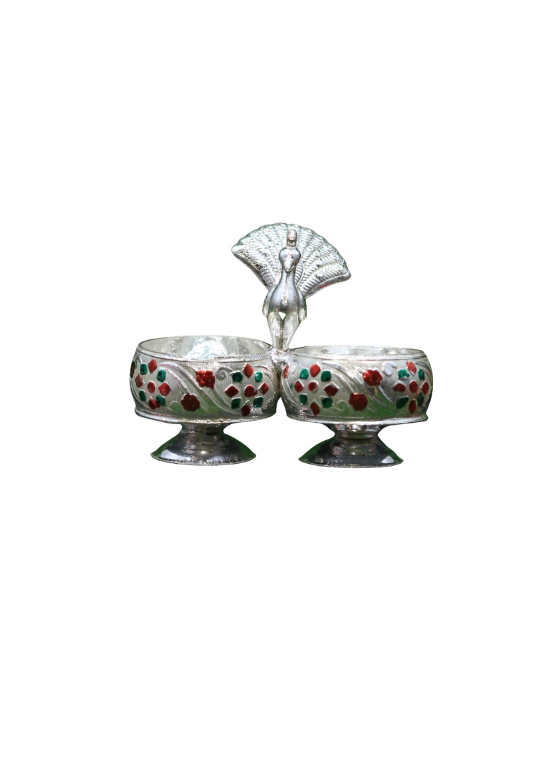 German Silver Peacock Kumkum