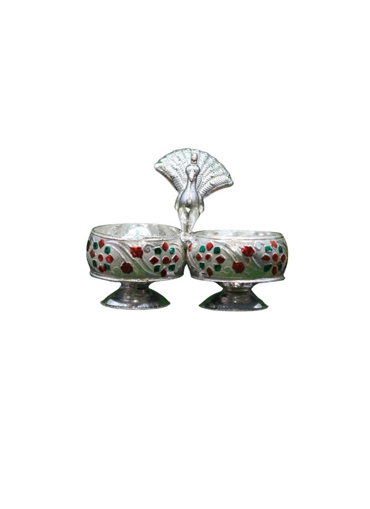 German Silver Peacock Kumkum