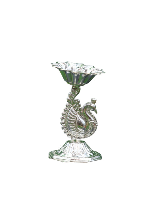 German Silver Plated Peacock Devdas with Lotus Bowl