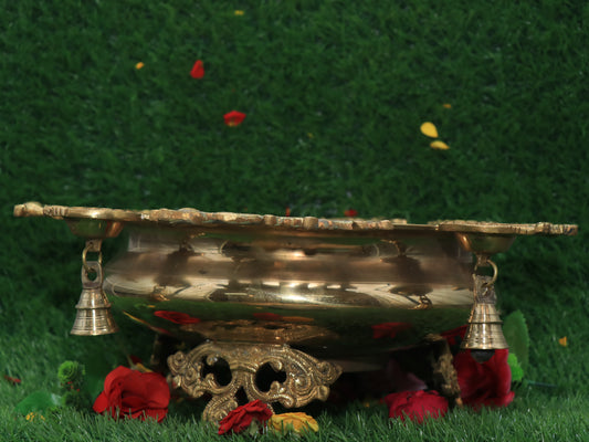 Brass Peacock Urli with Diyas