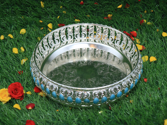 German Silver Tray Blue 94