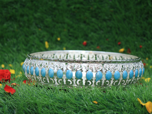 German Silver Tray Blue 93