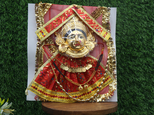 Varalaxmi Goddess Face Set Face Velvet Idol with Embroidery Dress Jewelry