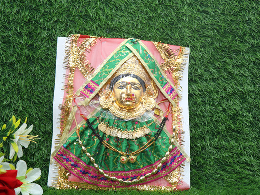 Varalaxmi Goddess Face Set Face Velvet Idol with Embroidery Dress Jewelry
