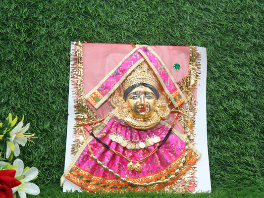 Varalaxmi Goddess Face Set Face Velvet Idol with Embroidery Dress Jewelry