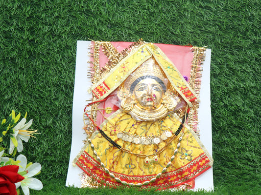 Varalaxmi Goddess Face Set Face Velvet Idol with Embroidery Dress Jewelry