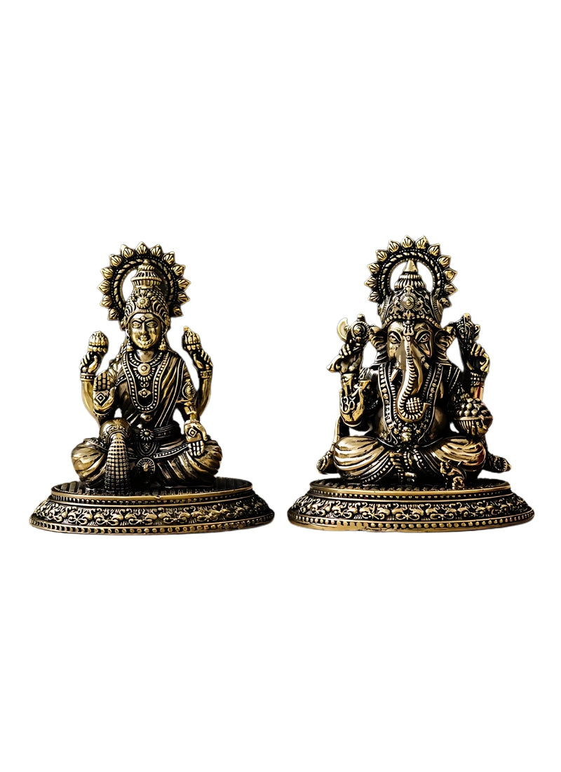 Brass Laxmi Ganesh 2.5*2*2.5"