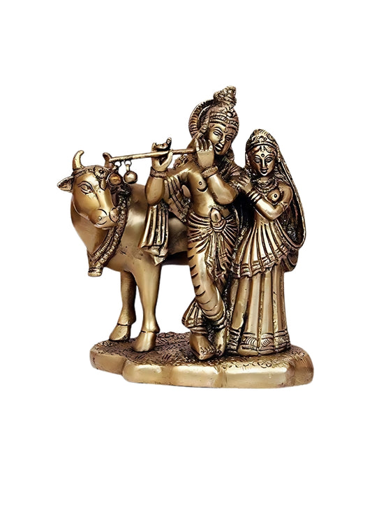 Brass Radha Krishna Cow