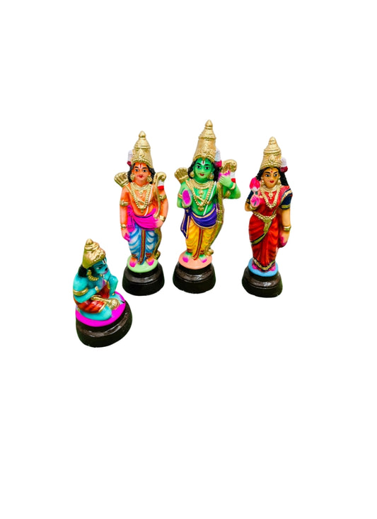 Rama Pattabhishekam Golu Doll Set – Handcrafted Clay Idols of Rama, Sita, Lakshmana & Hanuman