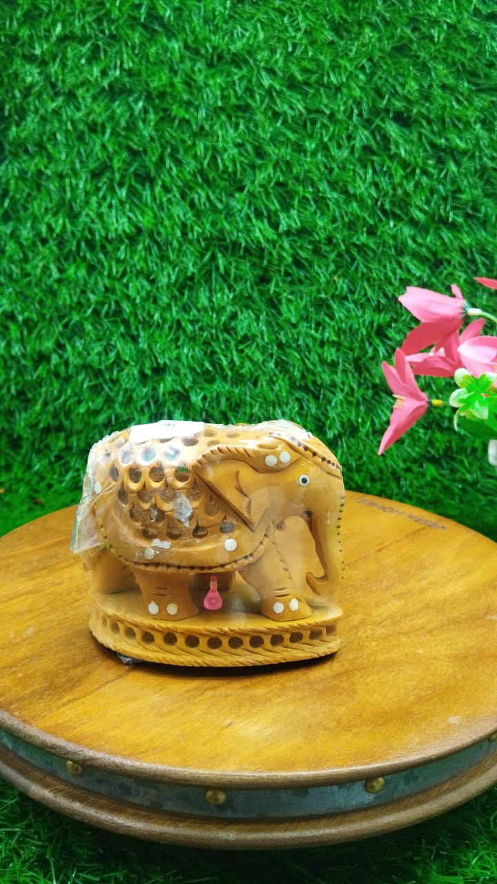 Wood PTD Stone Elephant 3"