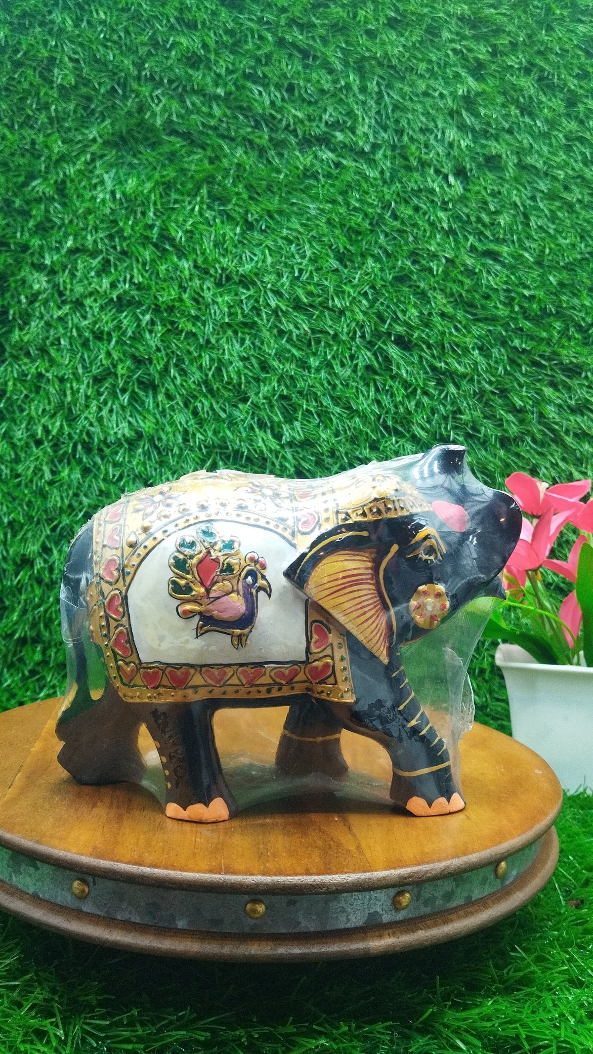Wood PTD Stone Elephant 5"