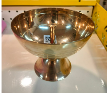 Large Brass Pooja Oil Lamp with Center Wick Holder | Deepam Vilakku for Temple & Home Use