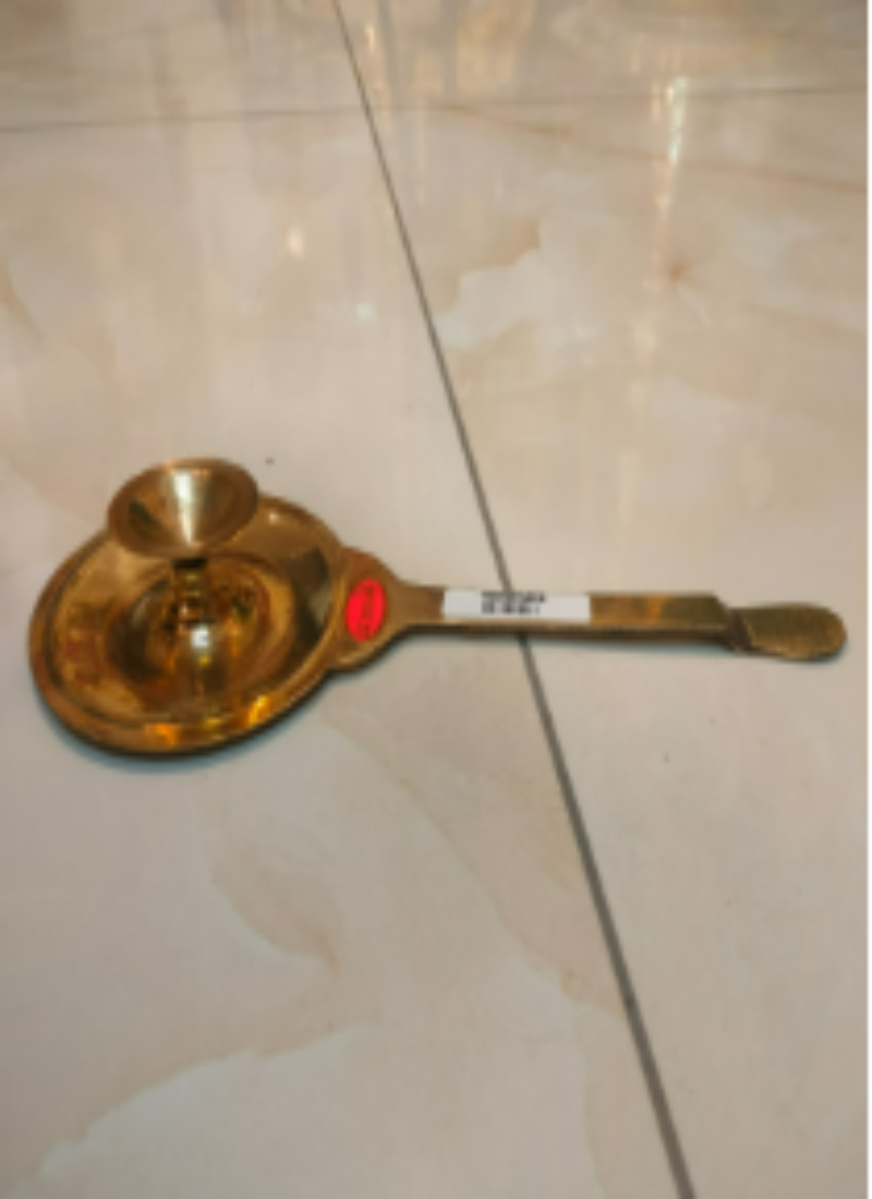 Brass Aarti Spoon with Plate Base