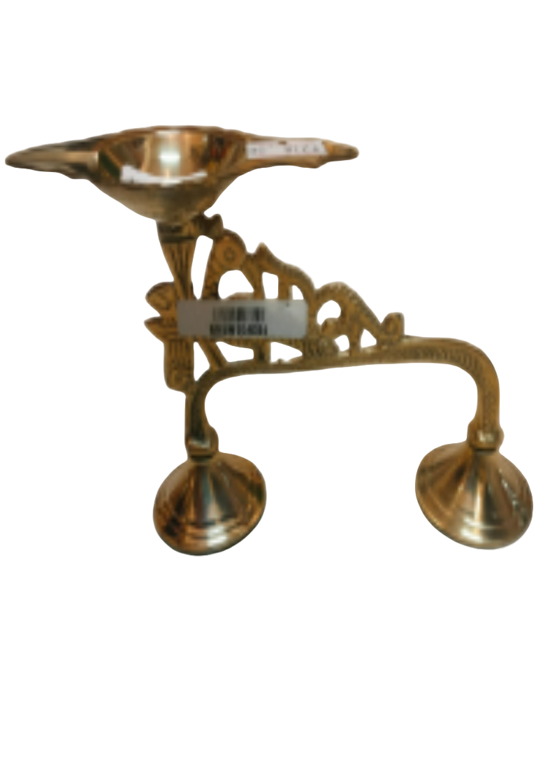 Brass Double Stand Diya with Arch Handle