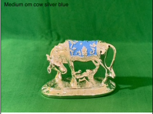 silver coated MEDIUM OM COW SILVER BLUE