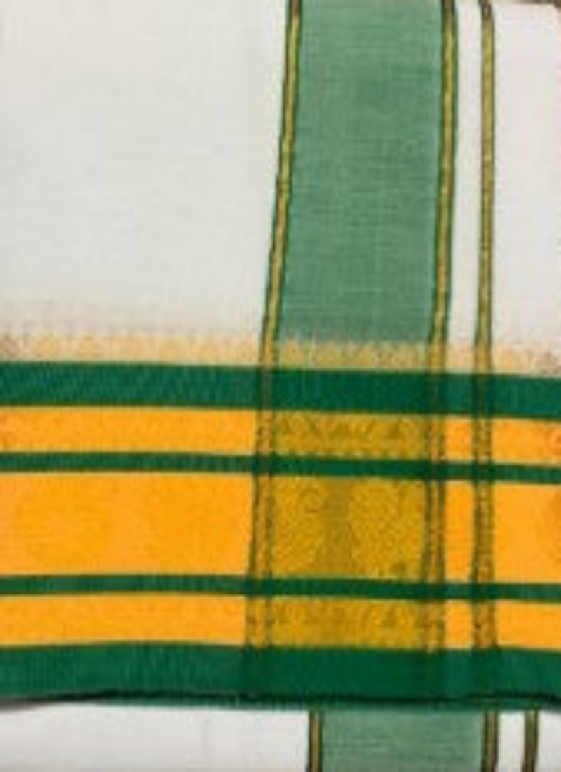 Dhoti 10x6 Green with Golden Border
