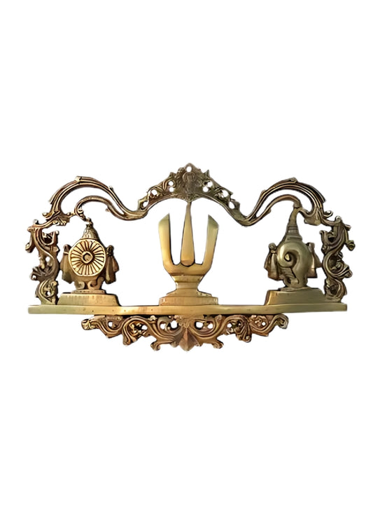 Brass Shankh Chakra Namah Wall Hanging