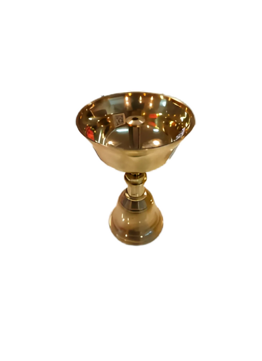 Tall Brass Deepam with Central Wick Holder