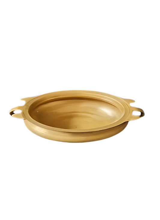 Brass Flat Urli Bowl with Side Handles