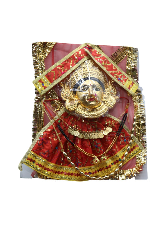 Varalaxmi Goddess Face Set Face Velvet Idol with Embroidery Dress Jewelry