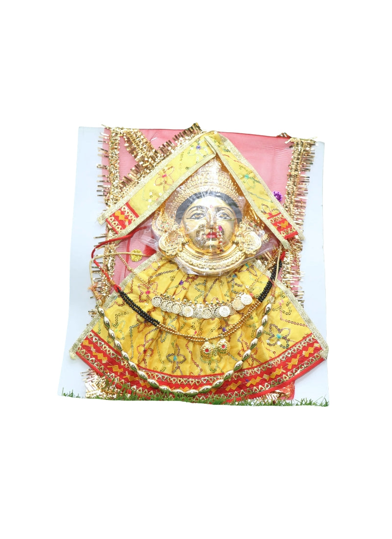 Varalaxmi Goddess Face Set Face Velvet Idol with Embroidery Dress Jewelry