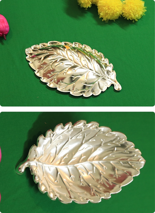 German Silver Decor Leaf Plate