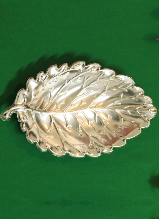 German Silver Decor Leaf Plate