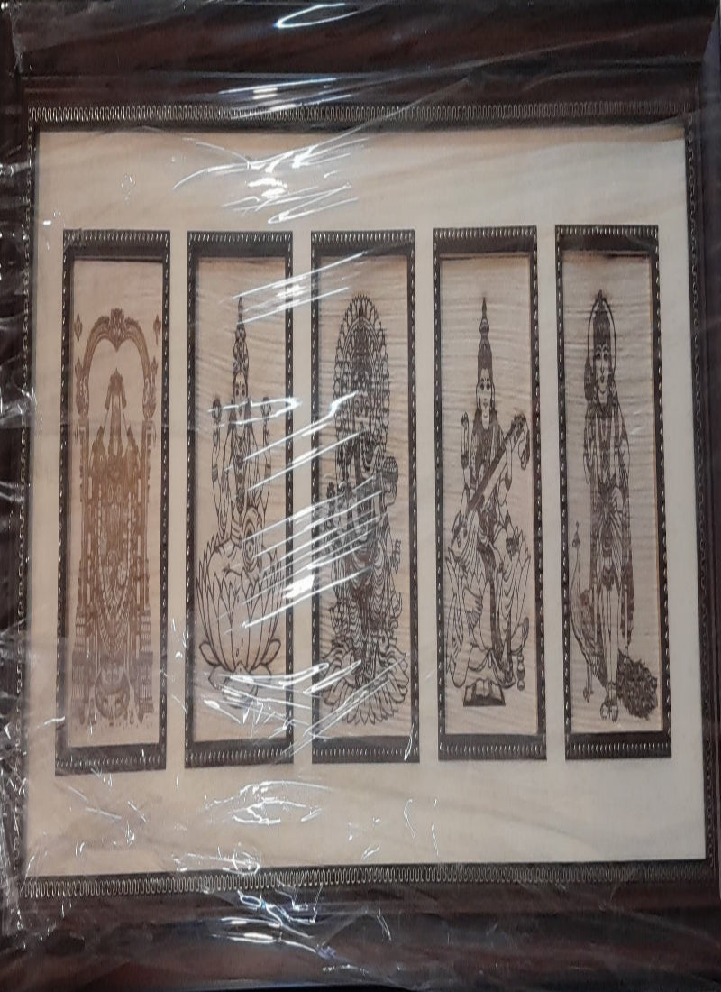 Wooden 5 God photo frame 28*10