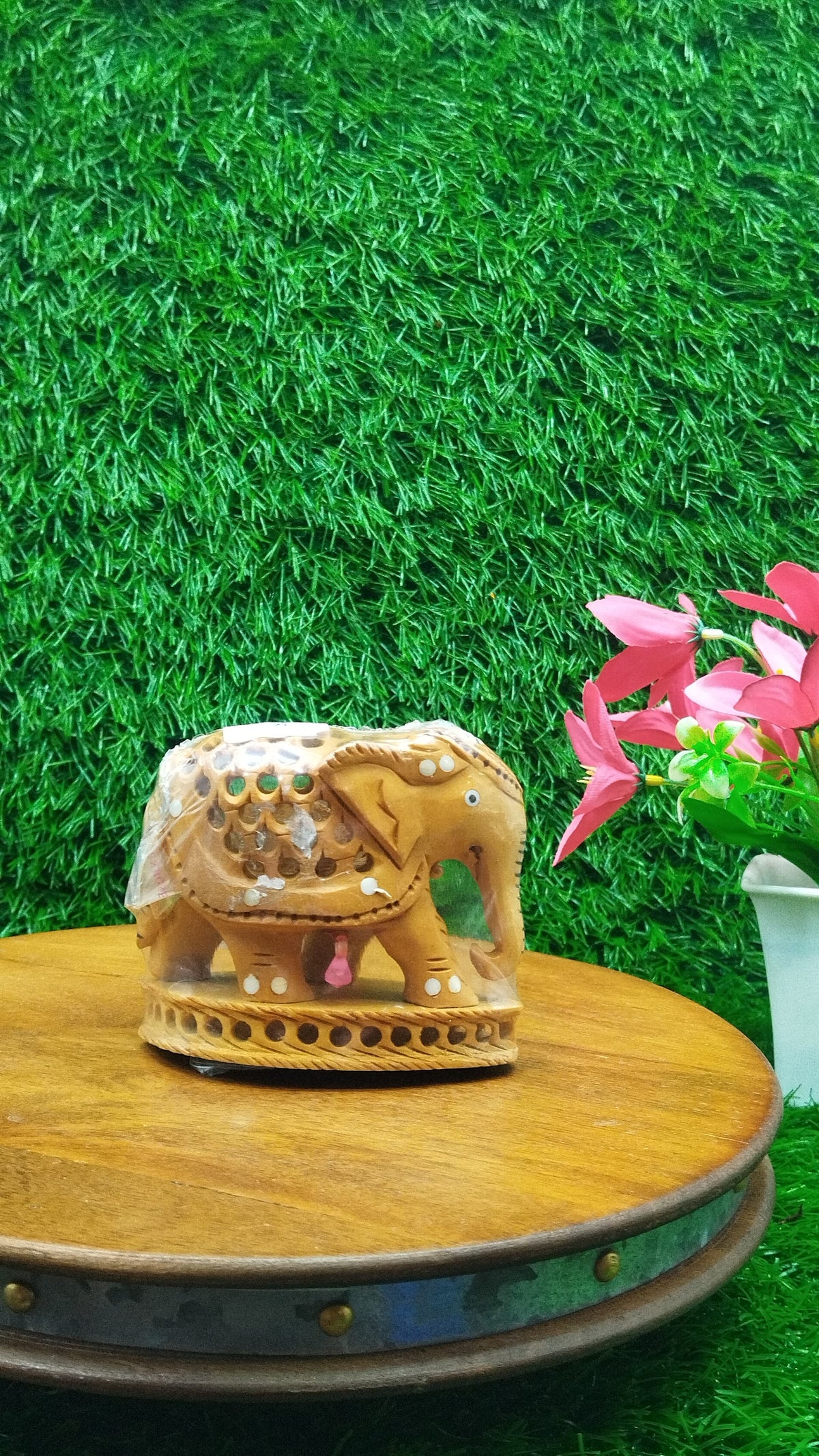 Wood PTD Stone Elephant 3"