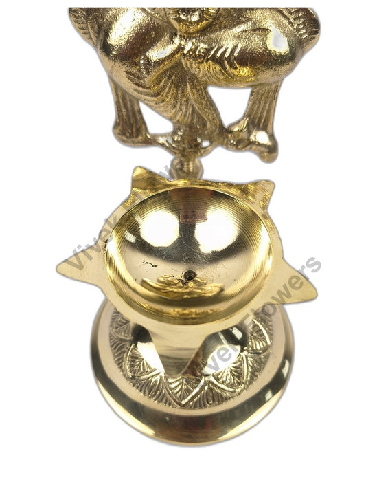 Handcrafted Brass Ganesha Diya – Traditional Lord Ganesha Oil Lamp for Prosperity & Home Altar
