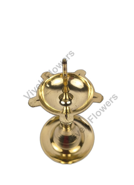 Handcrafted Brass Kuthu Vilakku – Traditional Five-Wick Standing Oil Lamp