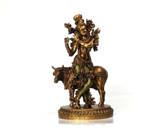 RESIN BRASS FINISH COW KRISHNA (SWJZ)