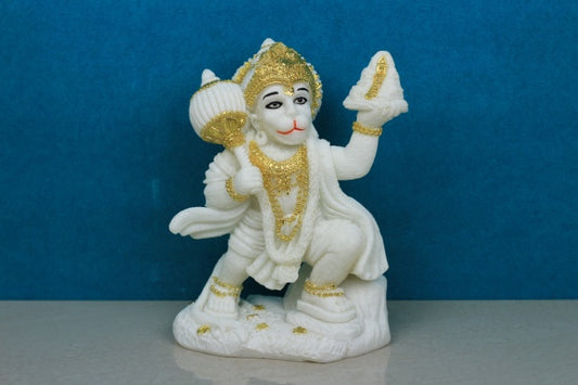 PR WHITE GOLD FINISH HANUMAN WITH GADA (JUR)