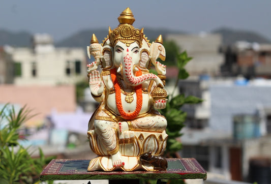 BLESSING GANESH BIG FINE PAINTED WITH MUSHAKRAJ (UZZZ)