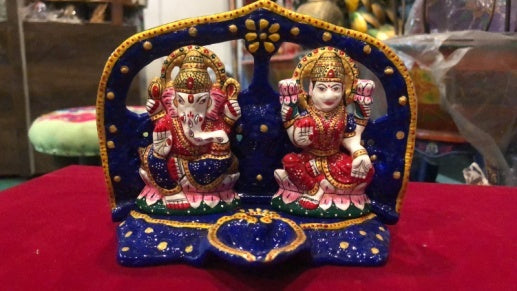 METAL PAINTED LAKSHMI GANESHA DIYA (SXZ)