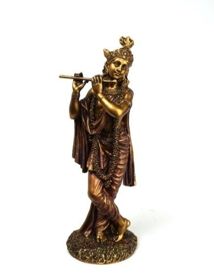 RESIN BRASS FINISH KRISHNA STATUE (TZZ)
