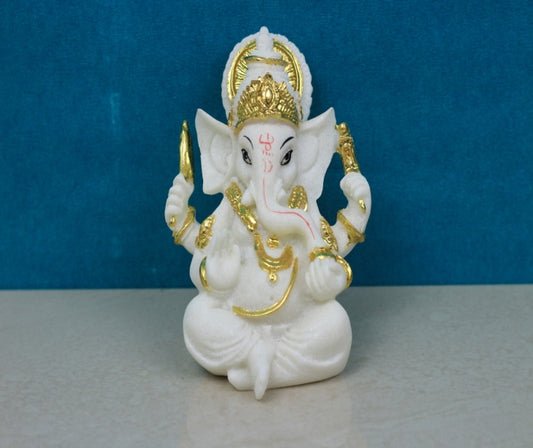 PR WHITE GOLD FINISH MUKUT GANESH (RZY)