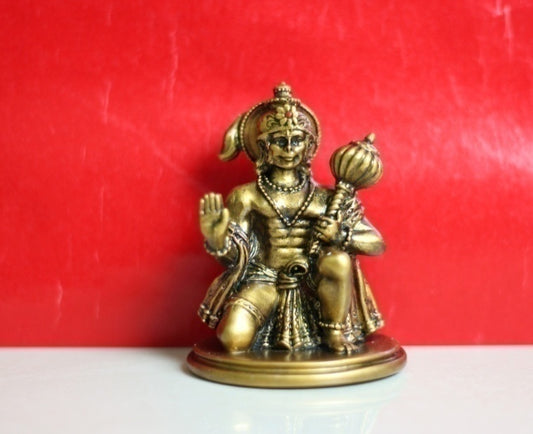 BRASS FINISH RESIN HANUMAN STATUE (USZ)