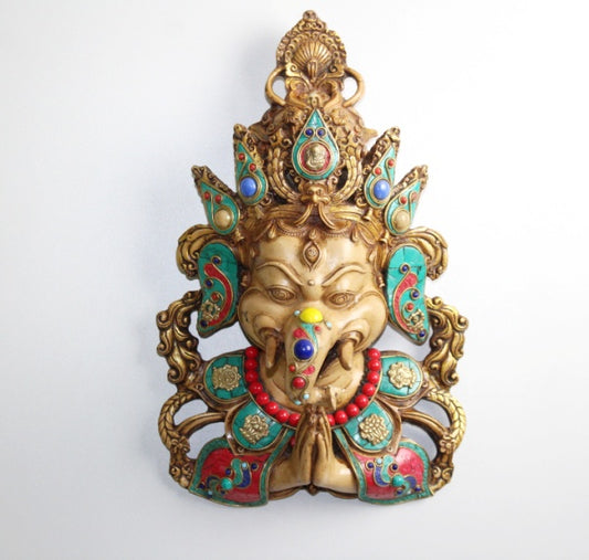 RESIN NAMSTE GANESH MASK STONE WORK (AZZZ)