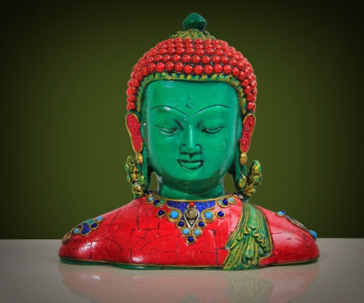 RESIN BUDDHA BUST STONE WORK SMALL (UJZZ)