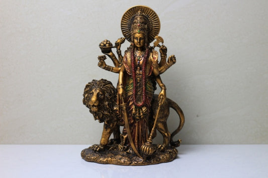 BRASS FINISH MAA STANDING DURGA STATUE (UZZZ)