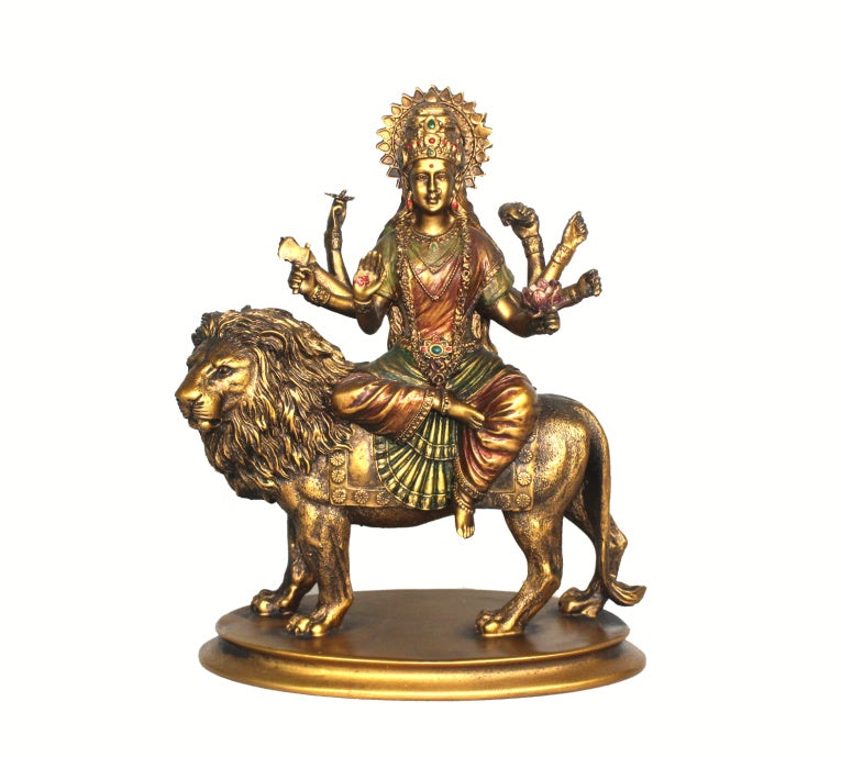 Resin Brass Finish Sitting Durga (uzzz)