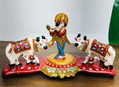 METAL PAINTED DOUBLE COW KRISHNA (UZZ)