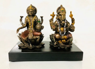 COPPER FINISH LAKSHMI GANESHA ON BASE  (YJZ)