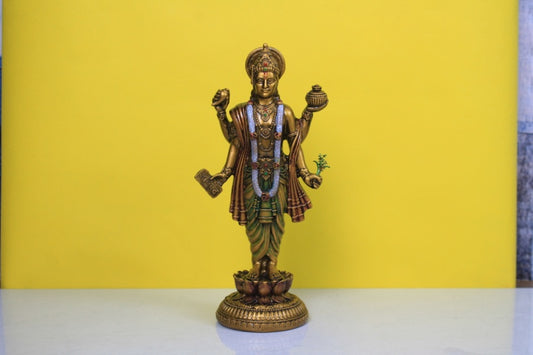 BRASS FINISH STANDING DHANVANTRI IDOL (SSZZ)