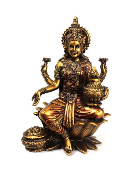 RESIN BRASS FINISH SITTING LAXMI STATUE (WJZ)
