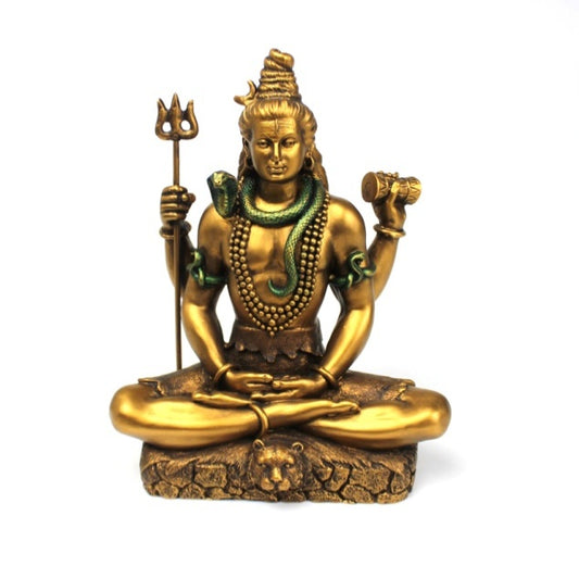RESIN BRASS FINISH SITTING SHIVA STATUE (SSZZ)